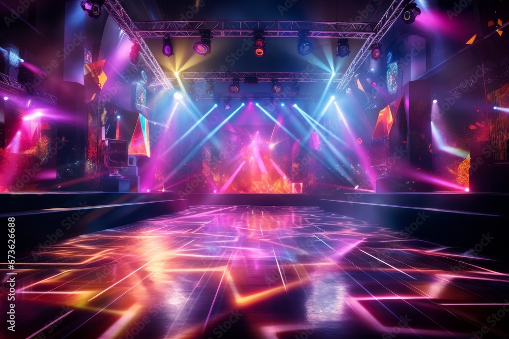 Imagery showcasing a New Year's party with a vibrant dance floor and DJ