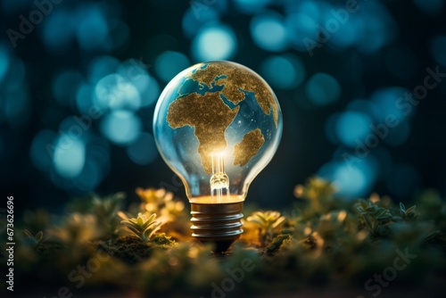 Light bulb with the earth inside, representing sustainability and innovation