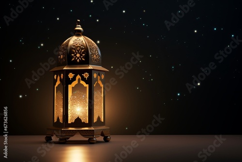 Islamic lantern with space for text background