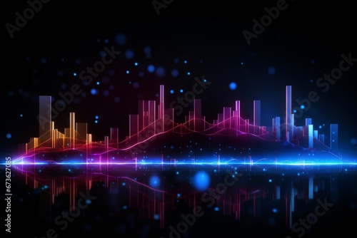 Modern digital data flow with neon lights. Data connection concept © KerXing