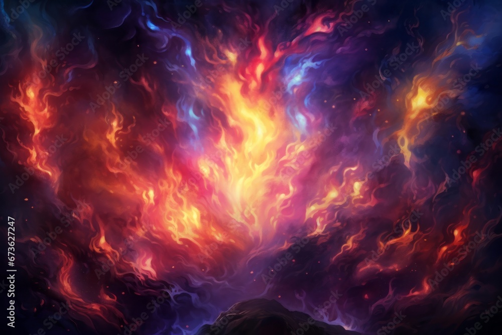 Fototapeta premium Mystical fire background with flames taking on magical and enchanting forms