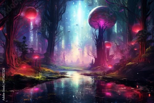 Mystical forest with an otherworldly aura
