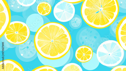Lemon Yellow and Sky Blue Abstract Pattern Wallpaper