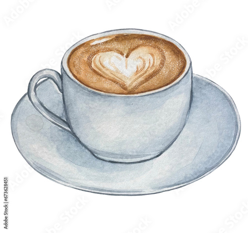Hand drawn coffee mug, watercolor illustration