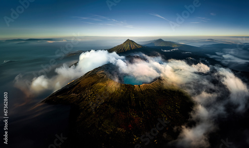 Indonesia Brown Mountain Covered With Clouds