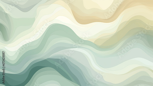 Muted Beige and Sage Green Abstract Pattern Wallpaper