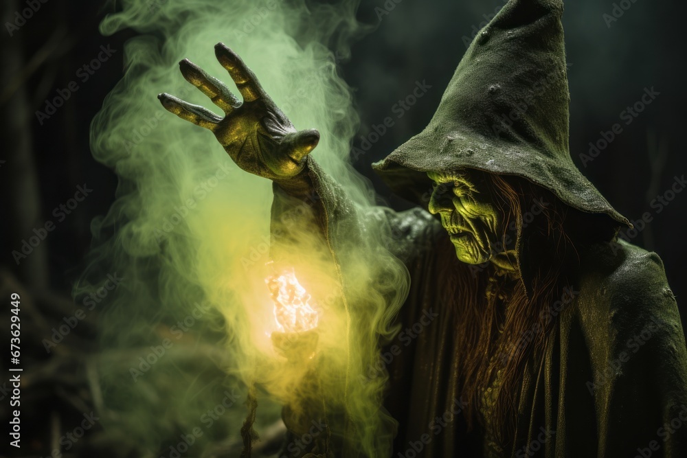 Obraz premium Wicked witch's hand casting a spell.