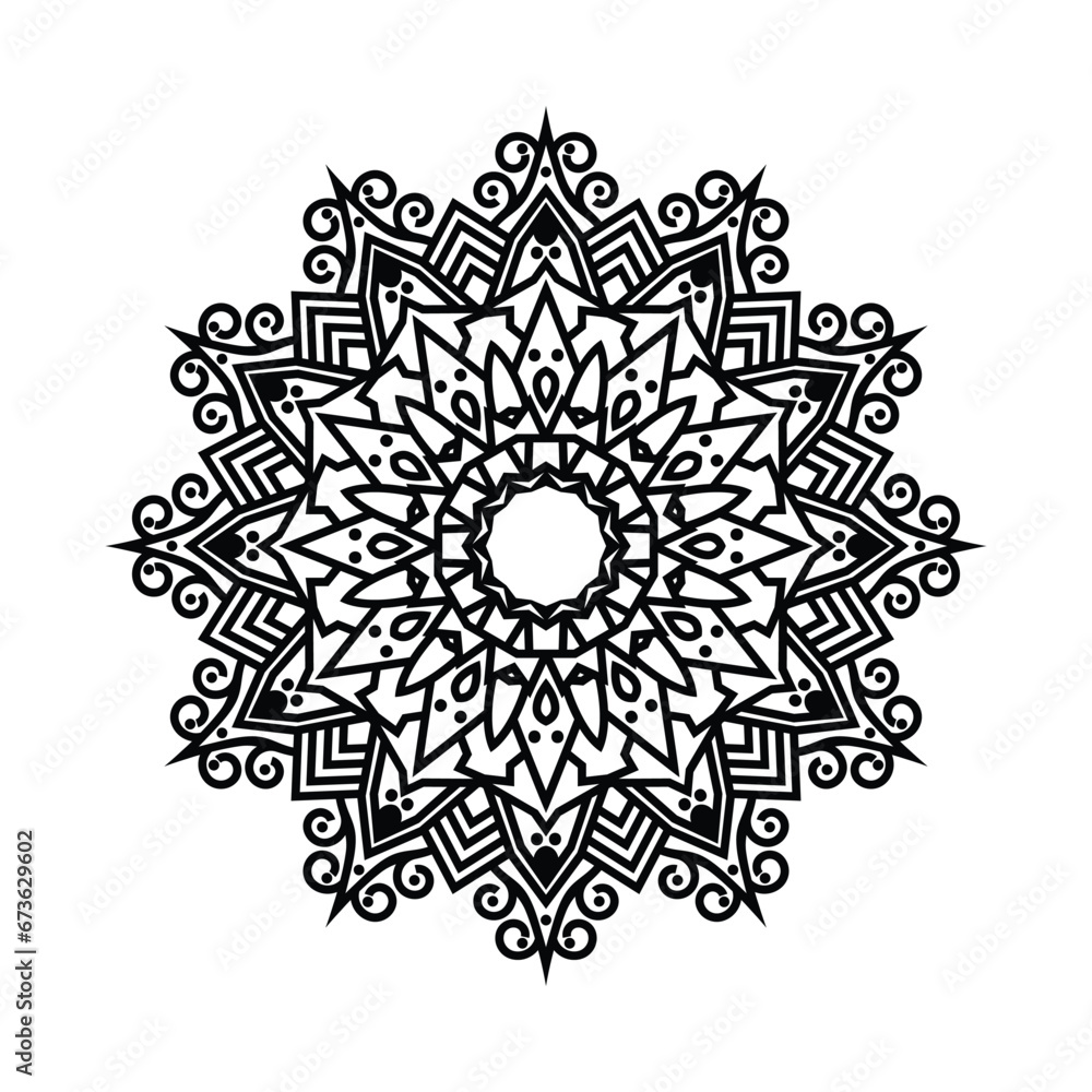 creative black and white background design vector for hand drawn lotus flower mandala art style in abstract luxury