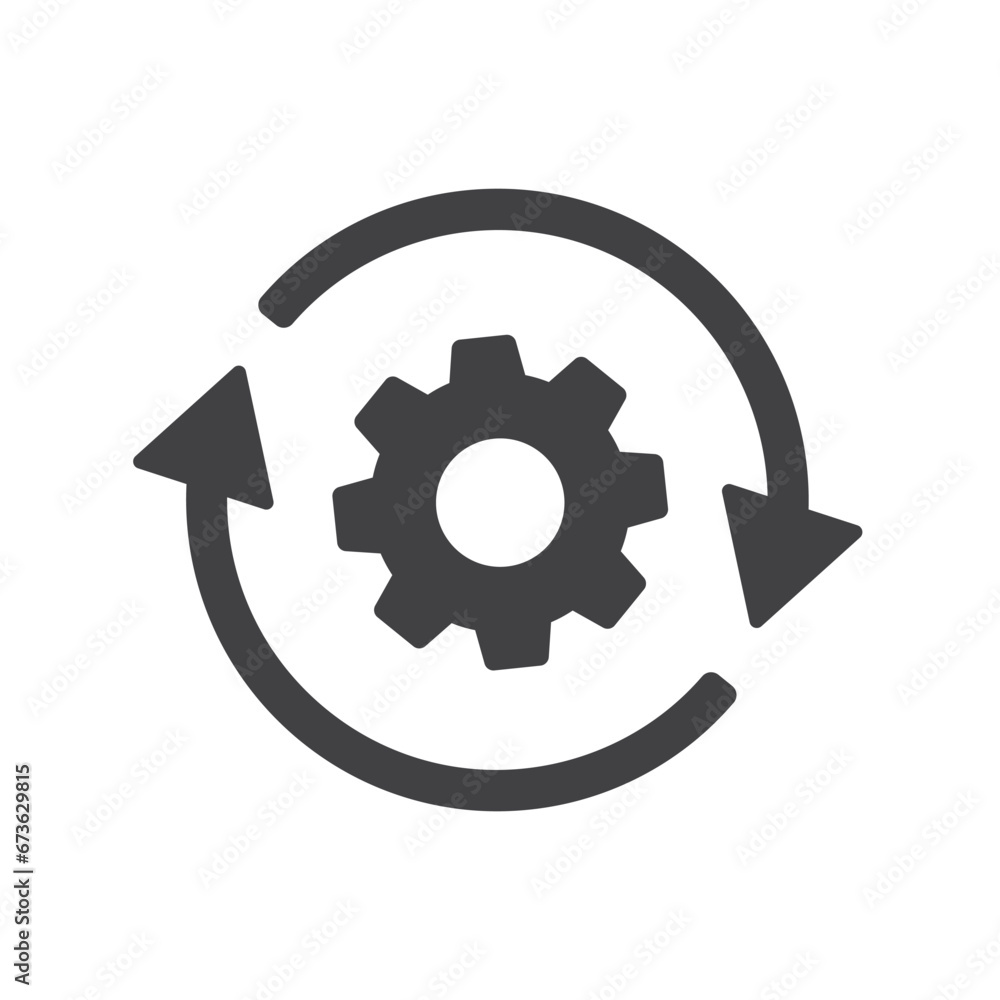 Rotation gears icon isolated vector illustration. Rotation gears icon isolated vector illustration.