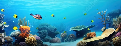 coral reef and sea life banner  Generative AI