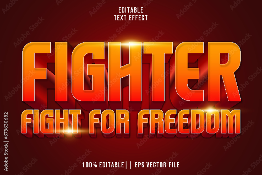 Fighter Fight For Freedom Editable Text Effect 3D Modern Style