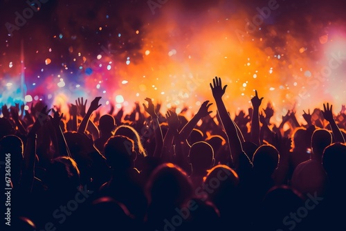 concert and festival background crowd of people partying, Generative AI © Picture Perfect