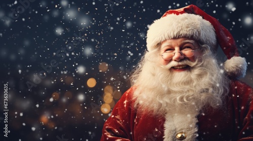 Joyful Christmas background featuring Santa Claus decorations © Cloudyew