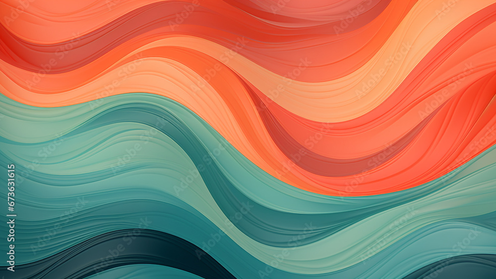 Teal and Coral Abstract Patterns Vibrant and Energetic