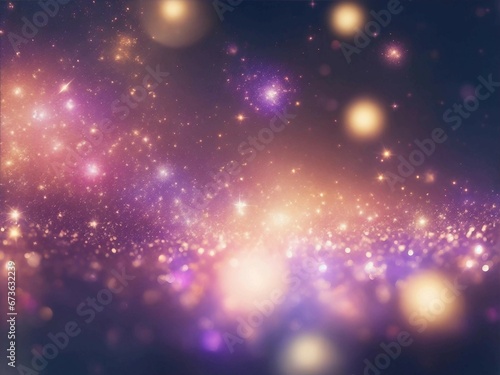 Blurred sparkles shine with purple  gold and blue bright sparkles  shimmering dust .magical atmosphere  vibrant colors. Generative AI.