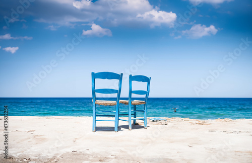 Two Blue-and-brown Chairs © Dave