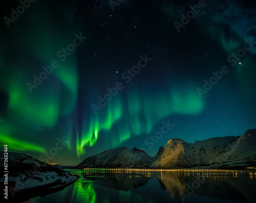 Aurora Above Lake at Night © Dave