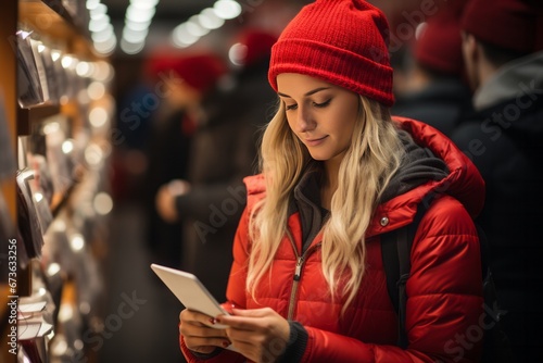 Shopper comparing prices on their phone to make sure they're getting the best Black Friday deal, Generative AI