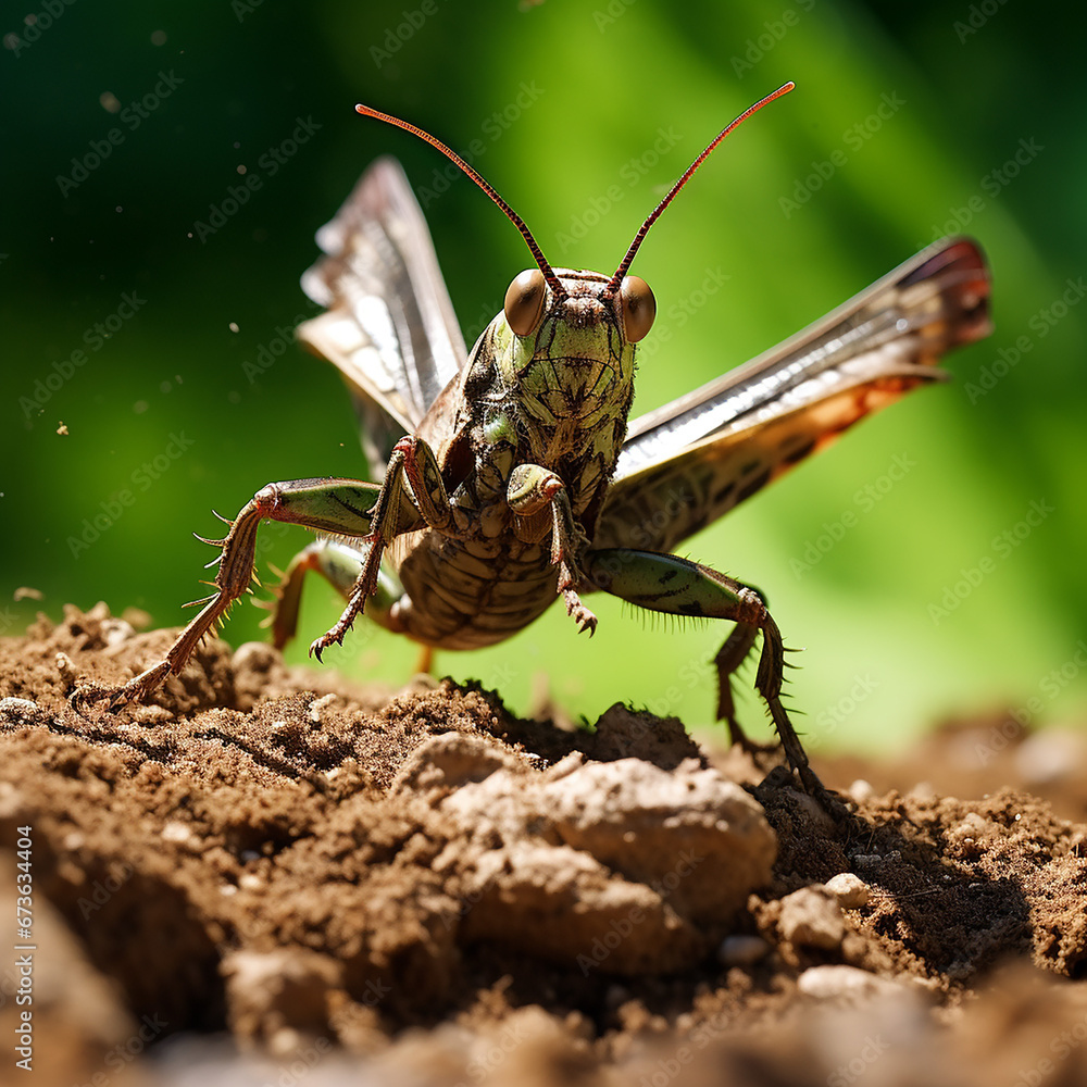 photo of grasshopper in mid jump. photo of grasshopper in mid jump.