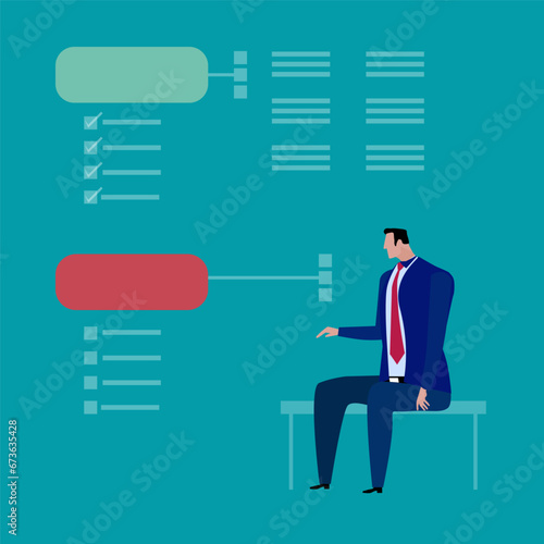 Investment asset allocation and balancing concept Businessman investors make pie charts to balance their portfolios to suit risk and return.