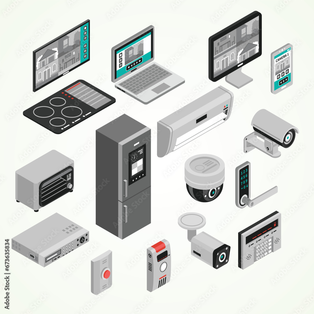 isometric smart home set 3d isometric smart home set 3d