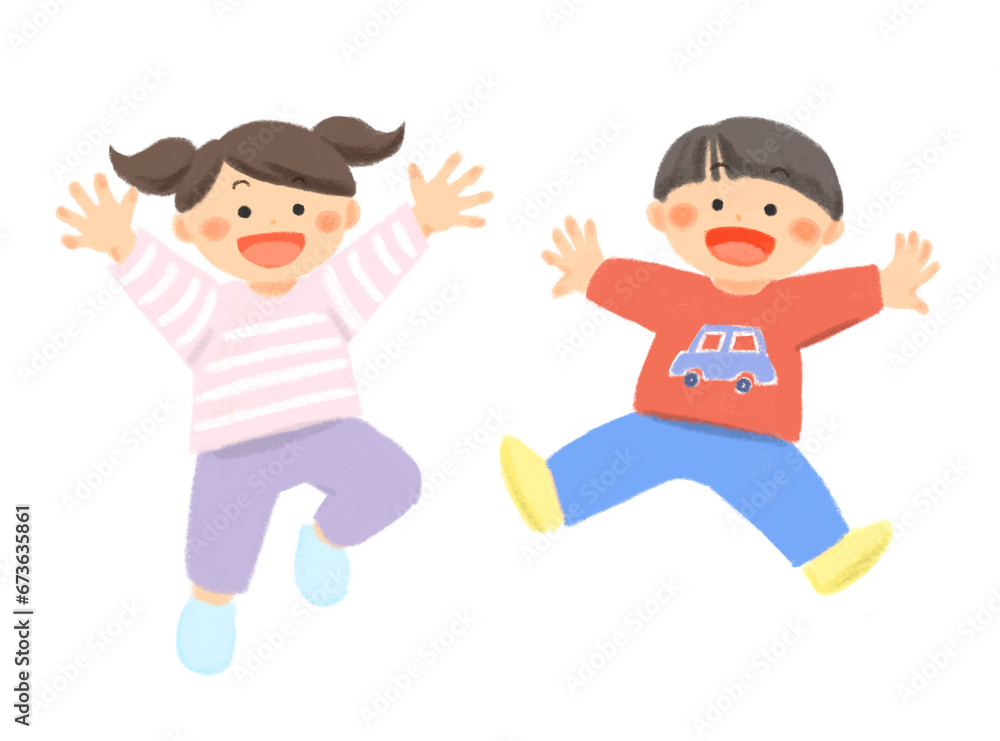 ジャンプする笑顔の子どものイラスト
ジャンプする笑顔の子どものイラスト