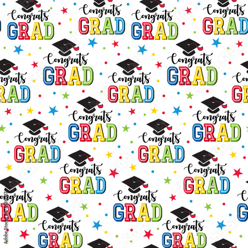 Seamless Pattern of Graduation with graduation toga cap and Stars-Graduations vector design 