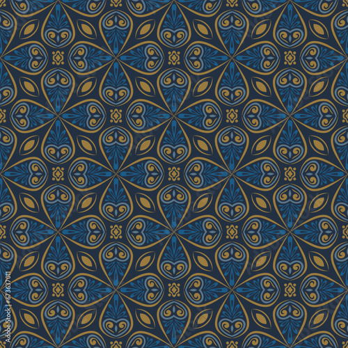 Abstract floral blue element with a luxury seamless pattern suitable for textile, fabric, and home decor