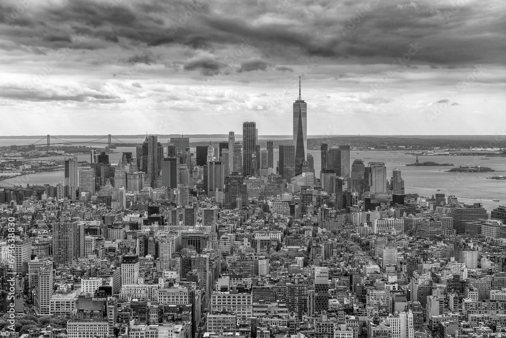 View from above of New York skyscrapers