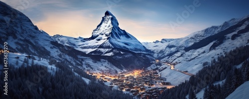 amazing view of Matterhorn peak from Zermatt  Generative AI