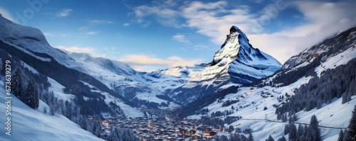amazing view of Matterhorn peak from Zermatt, Generative AI