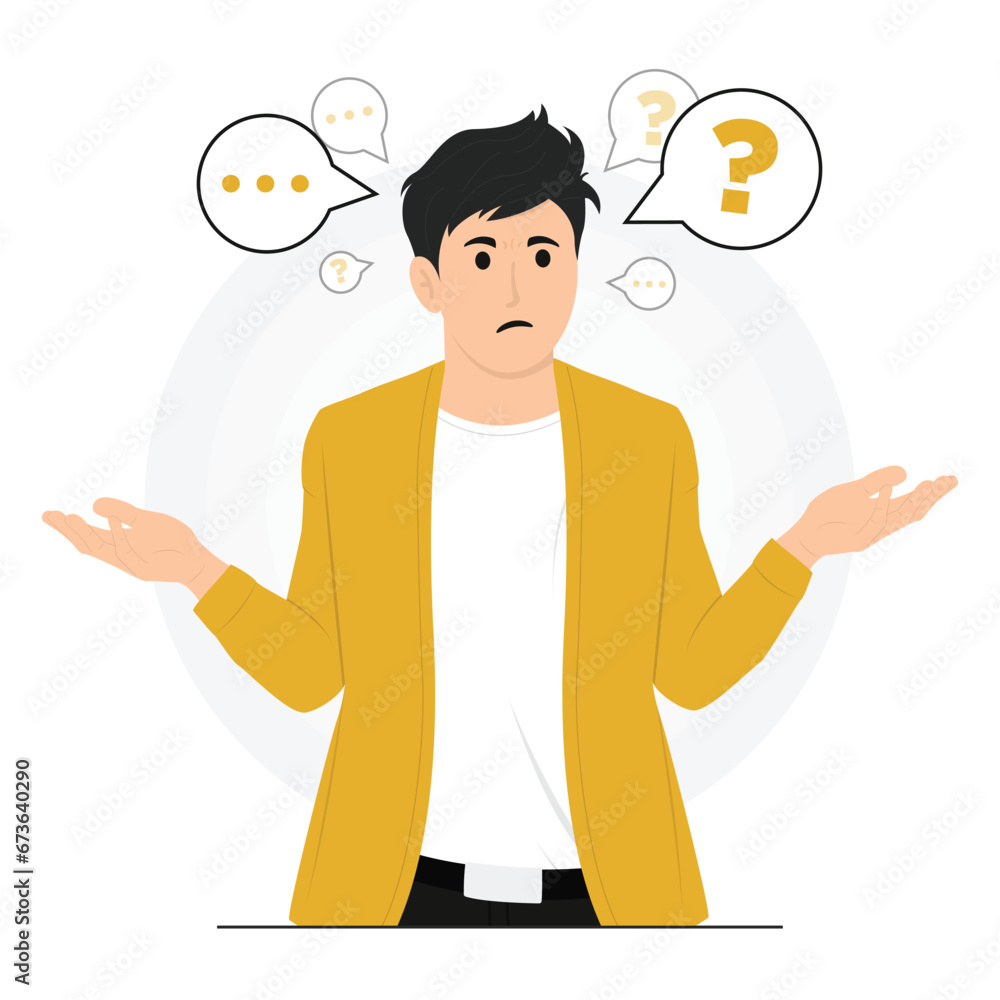 Flat vector people shrugging doubt asking questions flat illustration Flat vector people shrugging doubt asking questions flat illustration