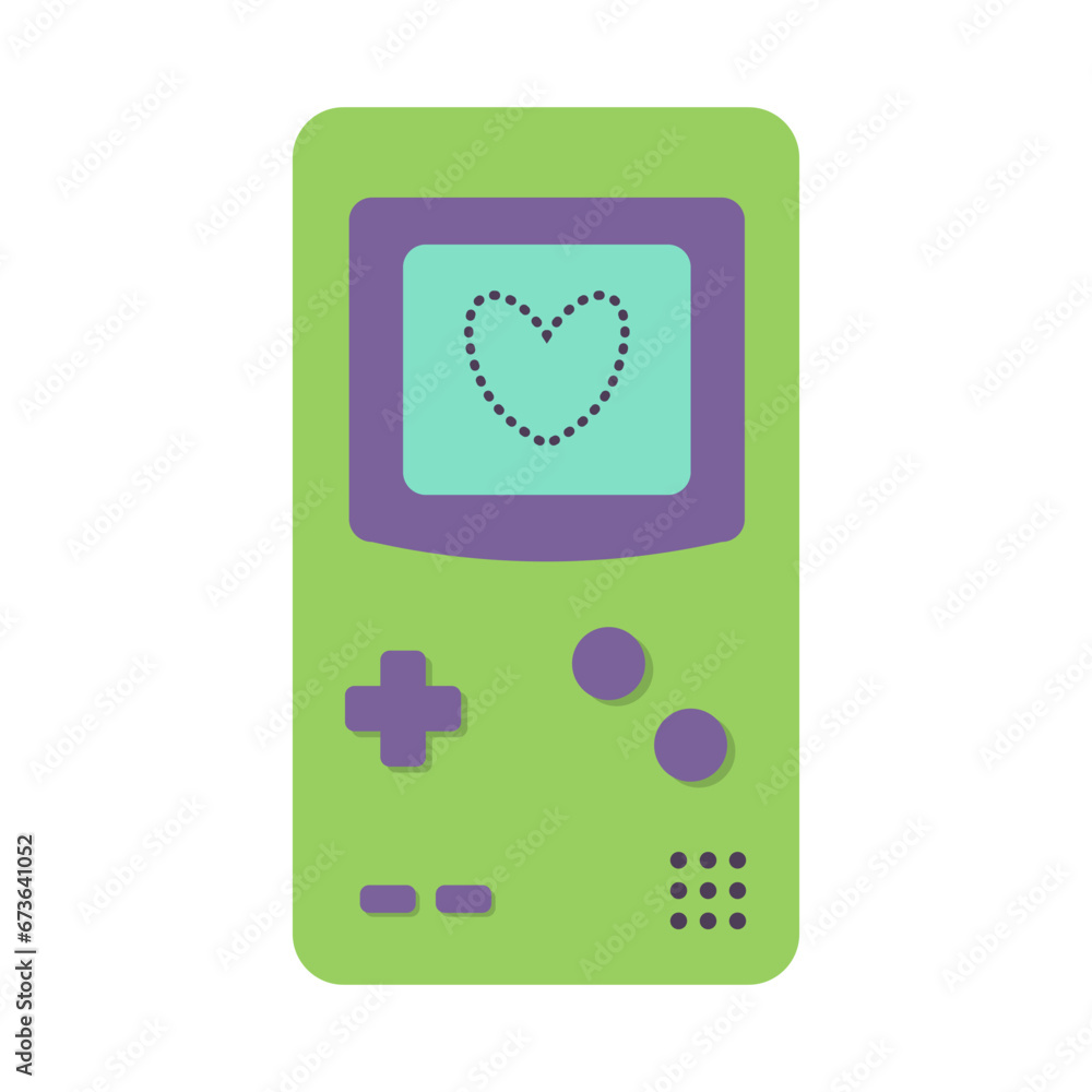Retro game toy. Portable classic console game pad 80s, 90s. Flat cartoon vector illustration isolated on a white background. Retro game toy. Portable classic console game pad 80s, 90s. Flat cartoon vector illustration isolated on a white background.