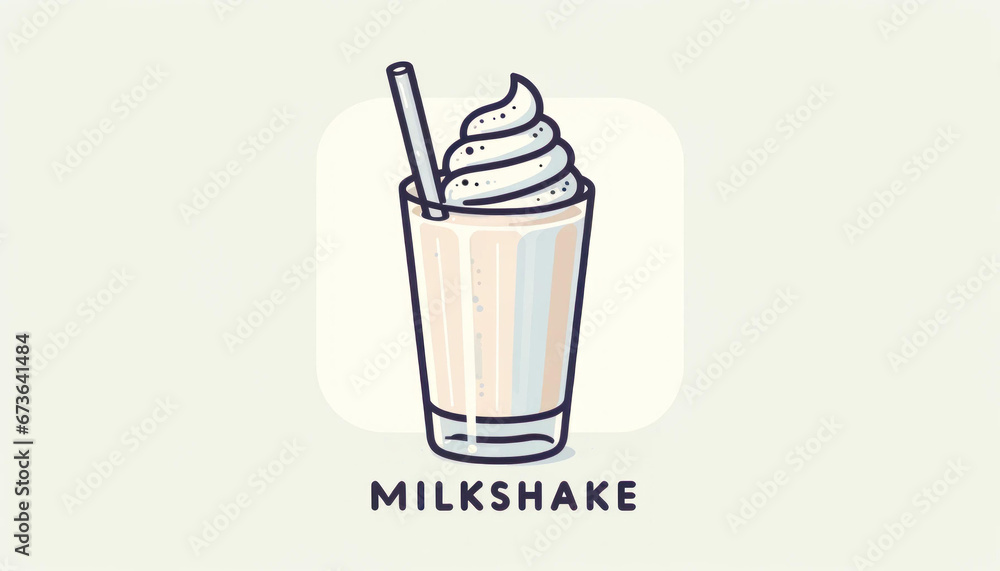 Elegant Minimalistic Milkshake Graphic with Whipped Cream and Elegant Minimalistic Milkshake Graphic with Whipped Cream and