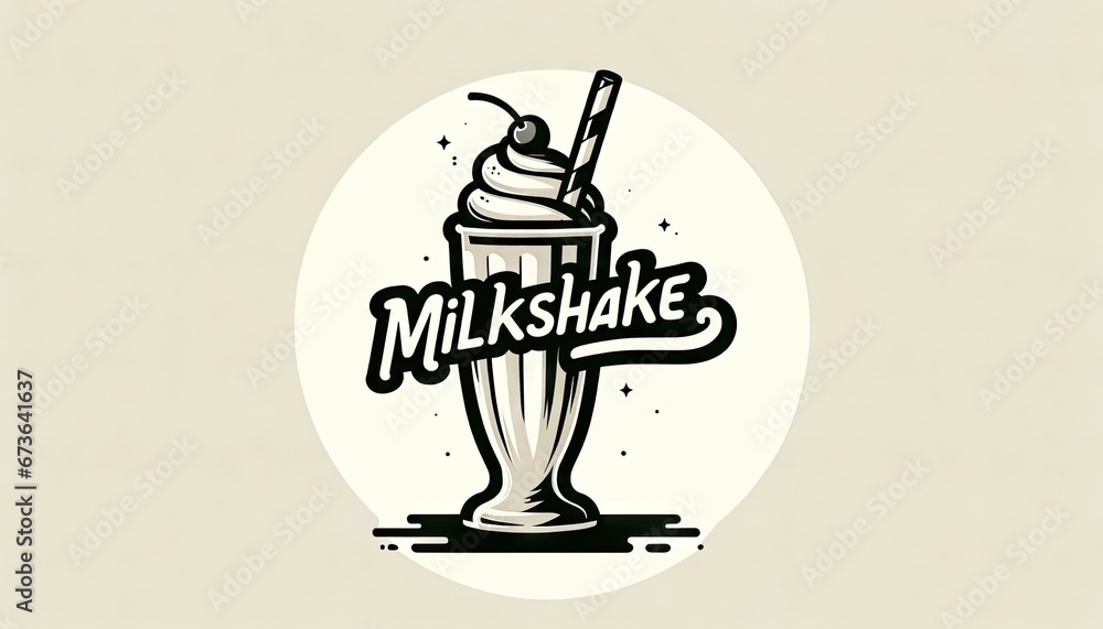 Stylish and Simple Milkshake Graphic with Playful 'Milkshake' Typography Stylish and Simple Milkshake Graphic with Playful 'Milkshake' Typography