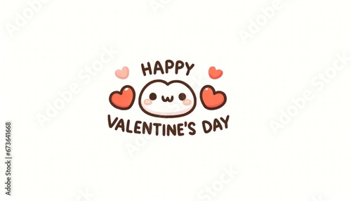 Elegant Cute Happy Valentine's Day Calligraphy on Clean White Backdrop for Stock Use © Qstock