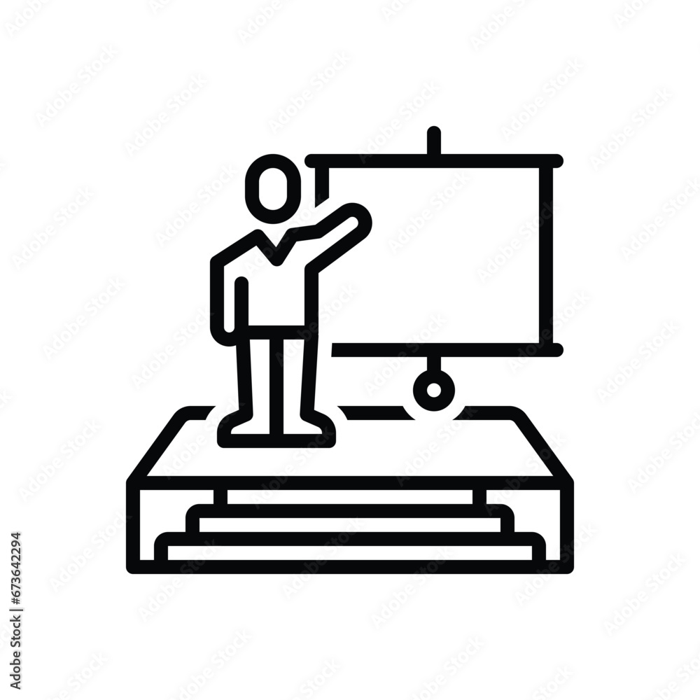 Black line icon for presentation Black line icon for presentation
