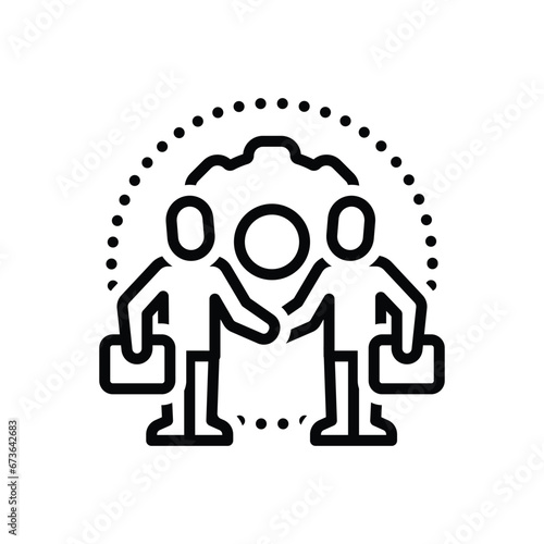 Black line icon for collaboration 