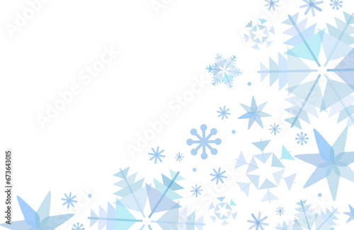 クリスマスに使える水色の雪の結晶のベクターフレーム画像
