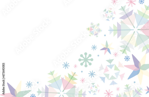 クリスマスに使えるカラフルな雪の結晶のベクターフレーム画像