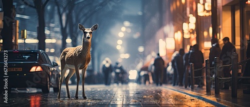 Animals wildlife in the urban city. Generative AI