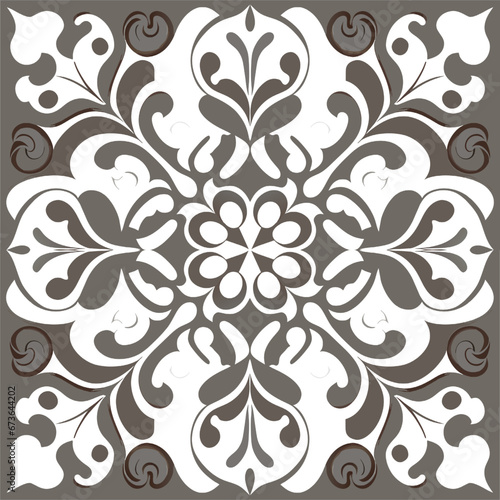 Oriental vector pattern with arabesques and floral elements. Traditional ornament