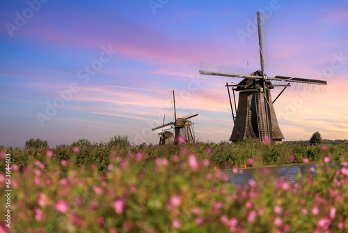 Windmill in Kinderdijk, Holland photo