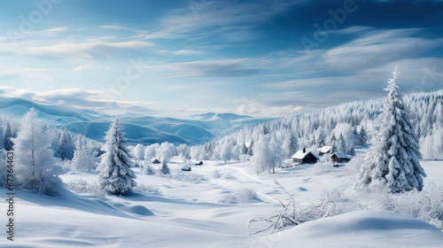 Winter Snowy Landscape With Christmas Tree, Merry Christmas Background ,Hd Background