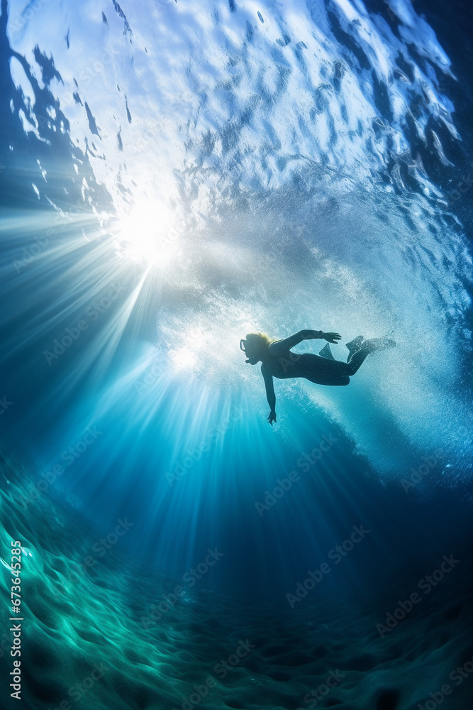 Fototapeta premium Surfer diver woman.