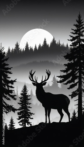 Nature   s Nightfall  Black Silhouette of Forest Wildlife