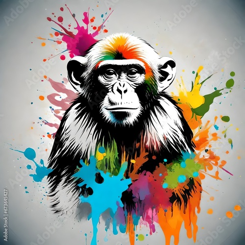 monkey , gorella ,graffiti on the wall .backgroumg , vector , ptrait , 