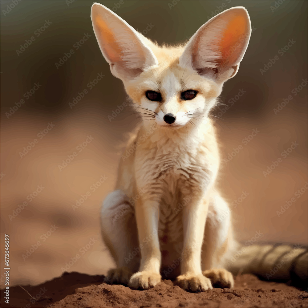 high resolution Illustration of a fennec fox