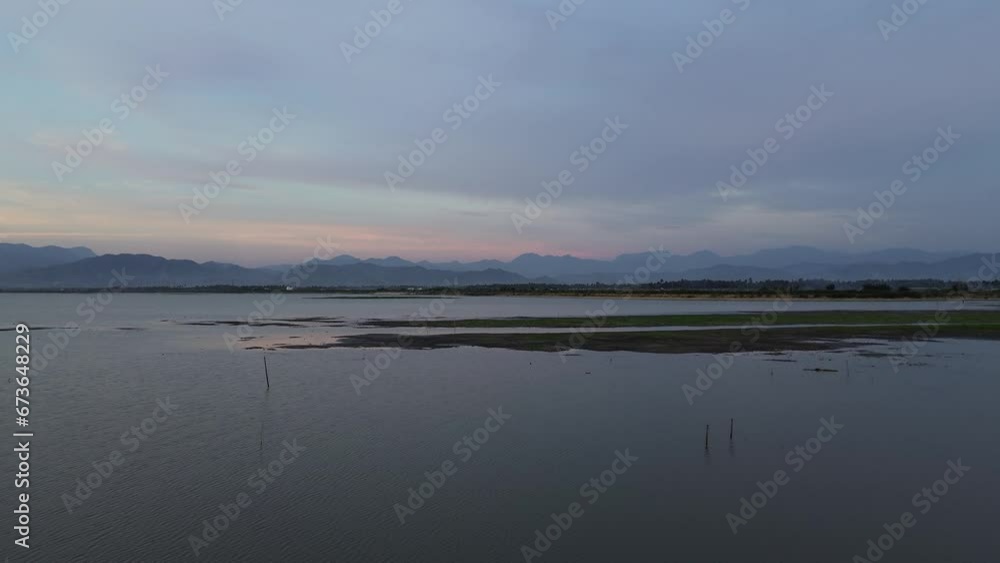 aerial view of Drought hit Lake Limboto, Gorontalo, Indonesia aerial view of Drought hit Lake Limboto, Gorontalo, Indonesia