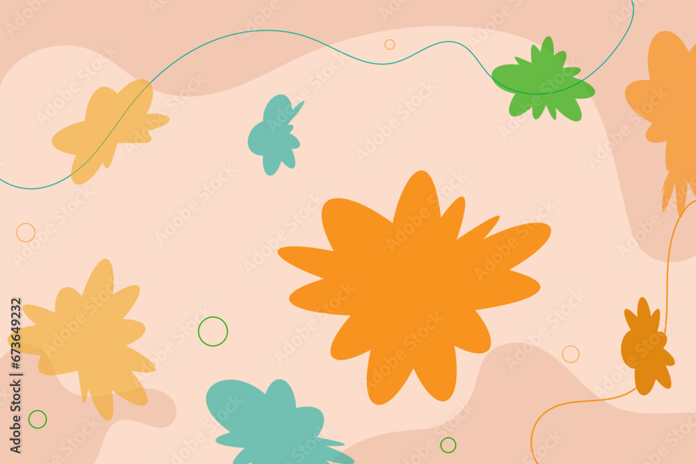 Background with graphical bow organic shapes green natural leaves, floral, line art pattern decoration element of tropical leaves, flowers and branches. Handcrafted decorative abstract art Background with graphical bow organic shapes green natural leaves, floral, line art pattern decoration element of tropical leaves, flowers and branches. Handcrafted decorative abstract art